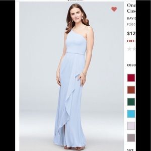 David's Bridal One-Shoulder Chiffon Bridesmaid Dress with Cascade
